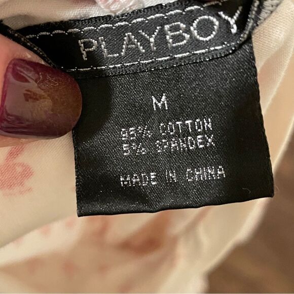 Vintage YTK Playboy Onesie Pajama With Backside Flap Red Cream Size Medium - Picture 8 of 14